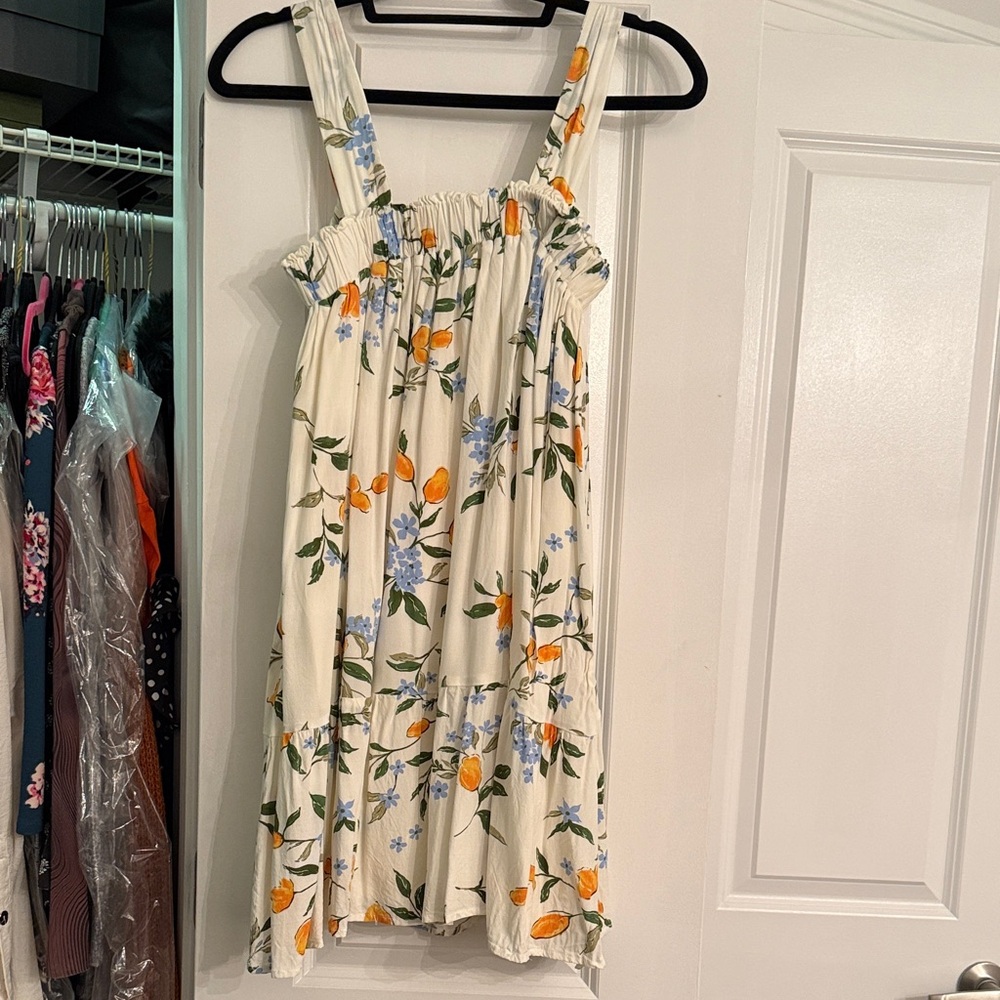 Floral Sundress with Orange and Blue Flowers